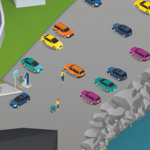Illustrasjon av biler som er parkert